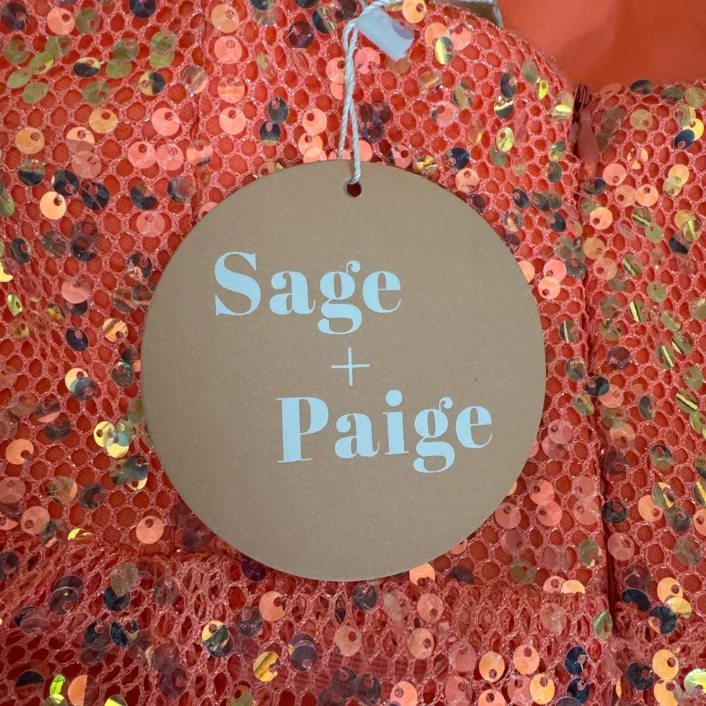 Sage and Paige Art of Love Mini Dress Neon Orange - Picture 4 of 4